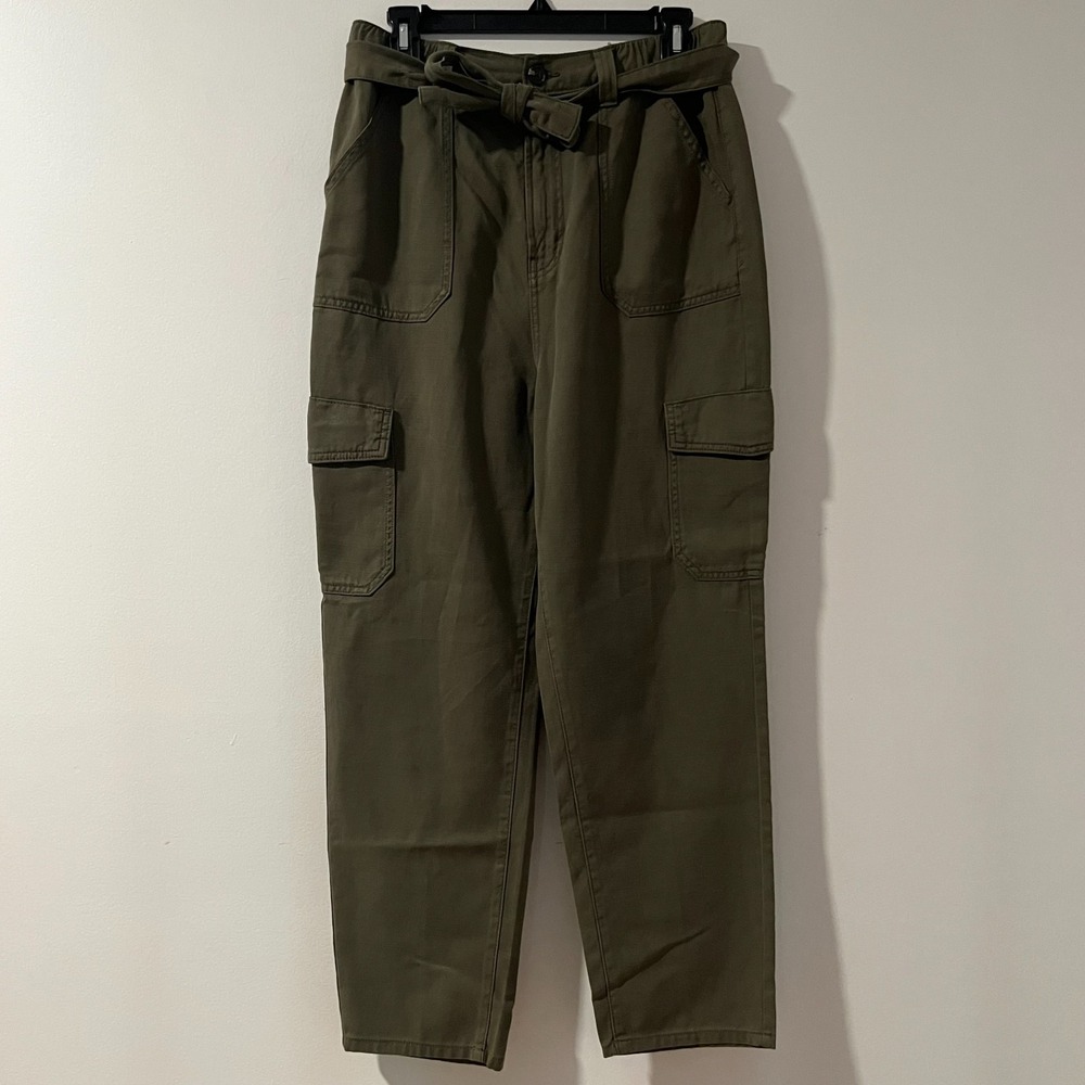 a.n.a Tapered Cargo Pants Size 10 Olive Tencel Blend Butter Soft Casual Trousers